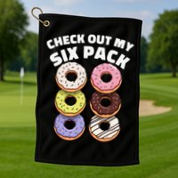 Check Out My Six Pack Funny Donut Design Golf Towel