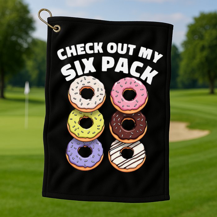 Check Out My Six Pack Funny Donut Design Golf Towel