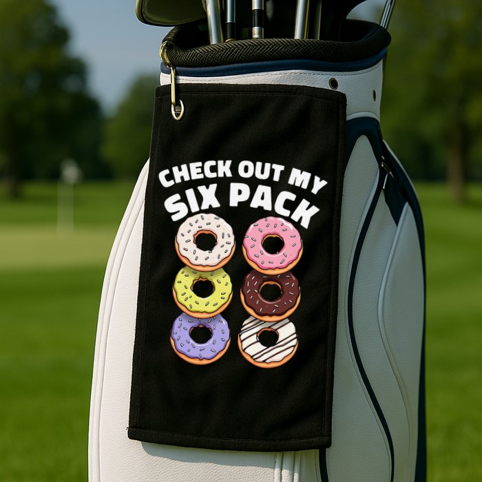 Check Out My Six Pack Funny Donut Design Golf Towel