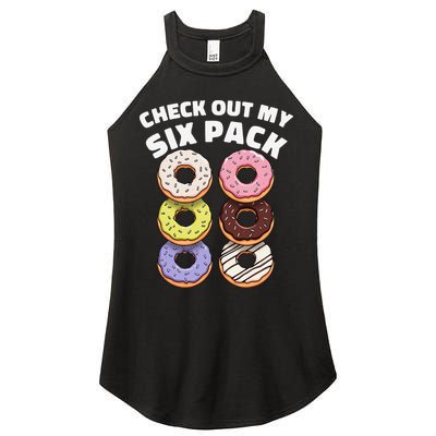 Check Out My Six Pack Funny Donut Design Women's Perfect Tri Rocker Tank