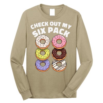 Check Out My Six Pack Funny Donut Design Long Sleeve Shirt