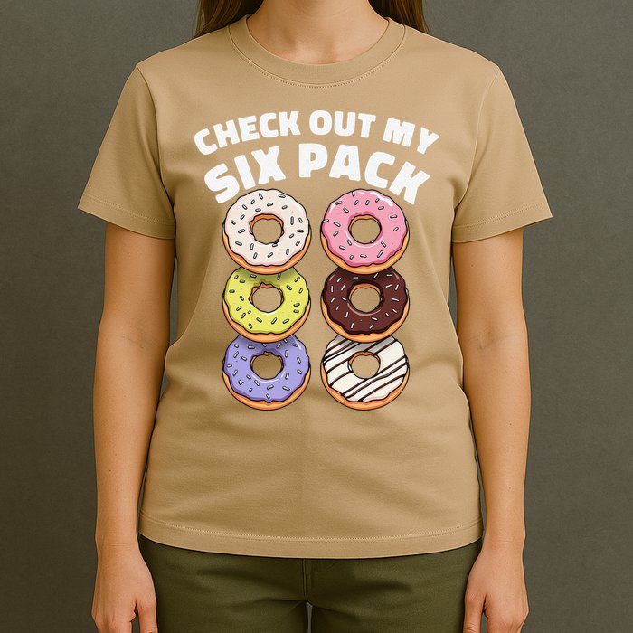 Check Out My Six Pack Funny Donut Design T-Shirt