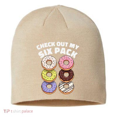 Check Out My Six Pack Funny Donut Design Sustainable Beanie