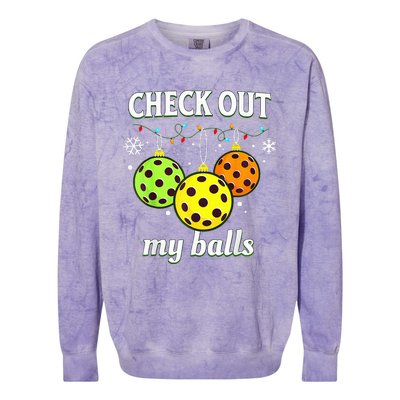 Check Out My Balls Funny Pickleball Christmas  Colorblast Crewneck Sweatshirt