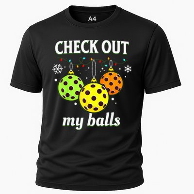 Check Out My Balls Funny Pickleball Christmas  Cooling Performance Crew T-Shirt