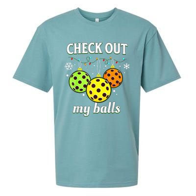 Check Out My Balls Funny Pickleball Christmas  Sueded Cloud Jersey T-Shirt