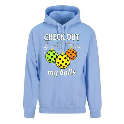 Check Out My Balls Funny Pickleball Christmas  Unisex Surf Hoodie