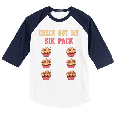 Check Out My Six 6 Pack Cupcake Weightlifting 'S 'S Gift Baseball Sleeve Shirt