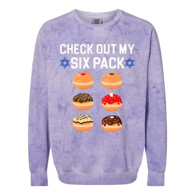 Check Out My Six Pack Donut Abs Hanukkah Chanukah  Colorblast Crewneck Sweatshirt