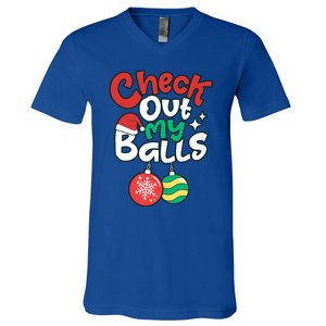 Check Out My Balls Christmas Xmas Sarcastic Joke V-Neck T-Shirt