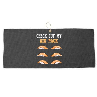 Check Out My Six 6 Pack Ebi Sushi Weightlifting Gift Large Microfiber Waffle Golf Towel