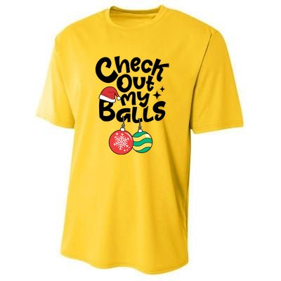 Check Out My Balls Christmas Xmas Sarcastic Joke Youth Performance Sprint T-Shirt