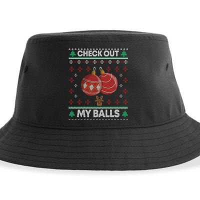 Check Out My Balls Christmas Xmas Sarcastic Joke Sustainable Bucket Hat