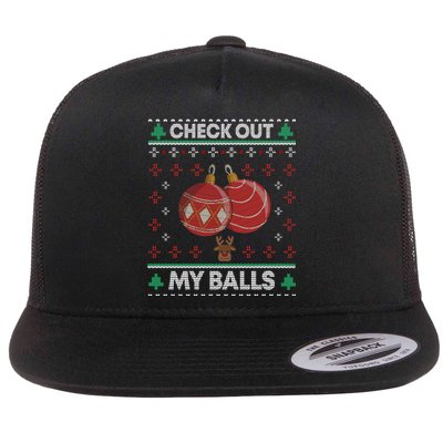 Check Out My Balls Christmas Xmas Sarcastic Joke Flat Bill Trucker Hat