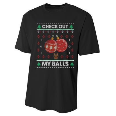 Check Out My Balls Christmas Xmas Sarcastic Joke Performance Sprint T-Shirt