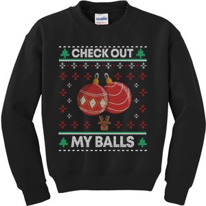 Check Out My Balls Christmas Xmas Sarcastic Joke Kids Sweatshirt