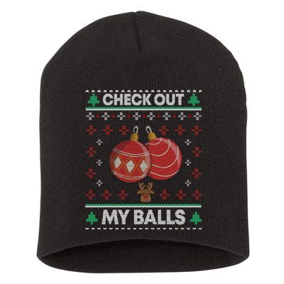 Check Out My Balls Christmas Xmas Sarcastic Joke Short Acrylic Beanie