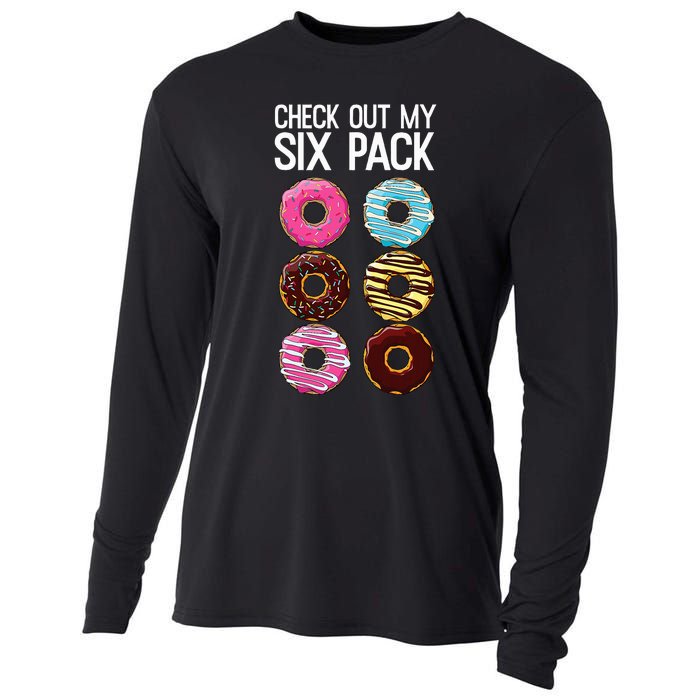 Check Out My Six Pack Funny Donut Lover Dad Bod Junk Food Cooling Performance Long Sleeve Crew