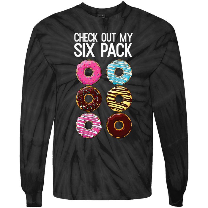 Check Out My Six Pack Funny Donut Lover Dad Bod Junk Food Tie-Dye Long Sleeve Shirt