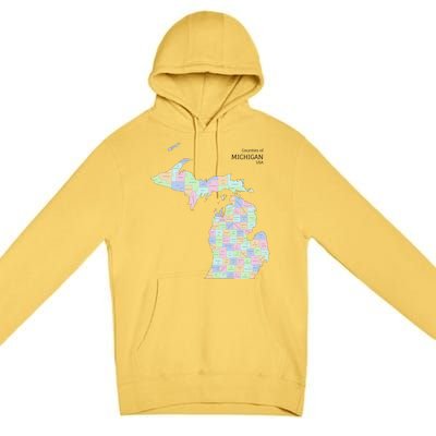 Counties Of Michigan Illustration Map Premium Pullover Hoodie