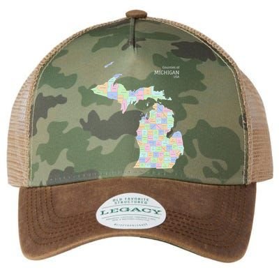 Counties Of Michigan Illustration Map Legacy Tie Dye Trucker Hat