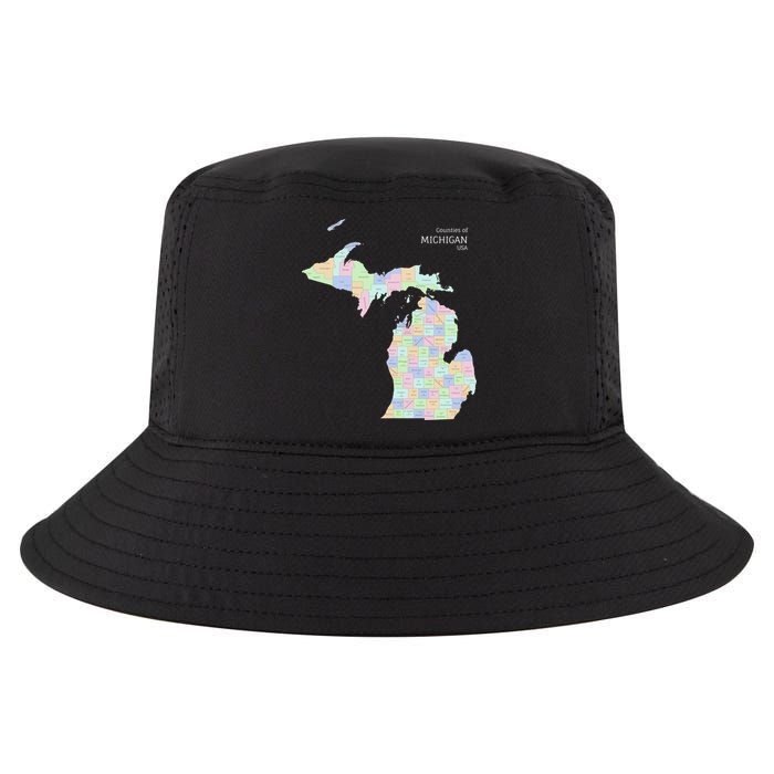 Counties Of Michigan Illustration Map Cool Comfort Performance Bucket Hat