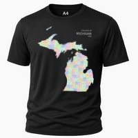 Counties Of Michigan Illustration Map Cooling Performance Crew T-Shirt