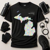 Counties Of Michigan Illustration Map Cooling Performance Crew T-Shirt