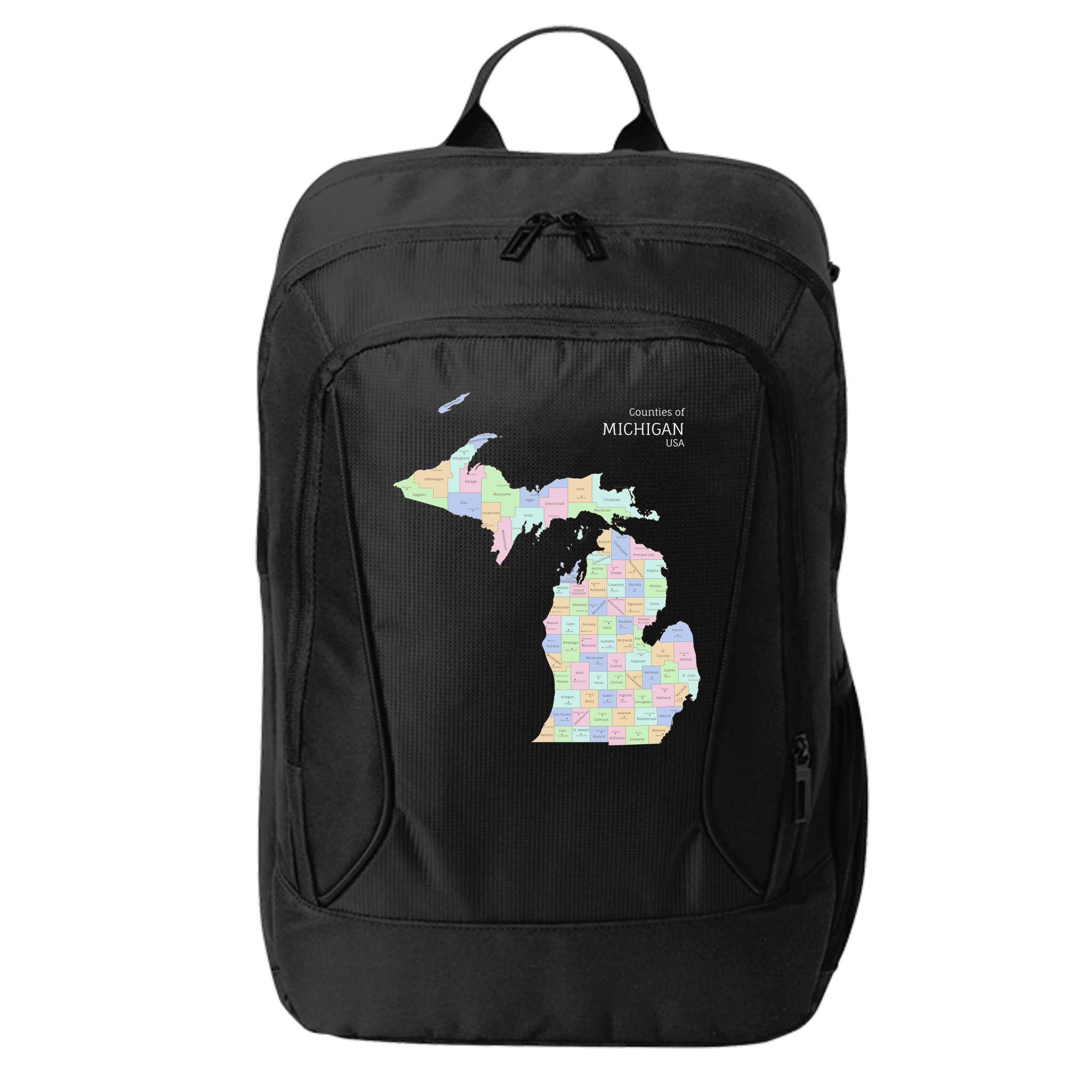 Counties Of Michigan Illustration Map City Backpack