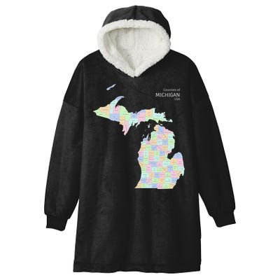 Counties Of Michigan Illustration Map Hooded Wearable Blanket