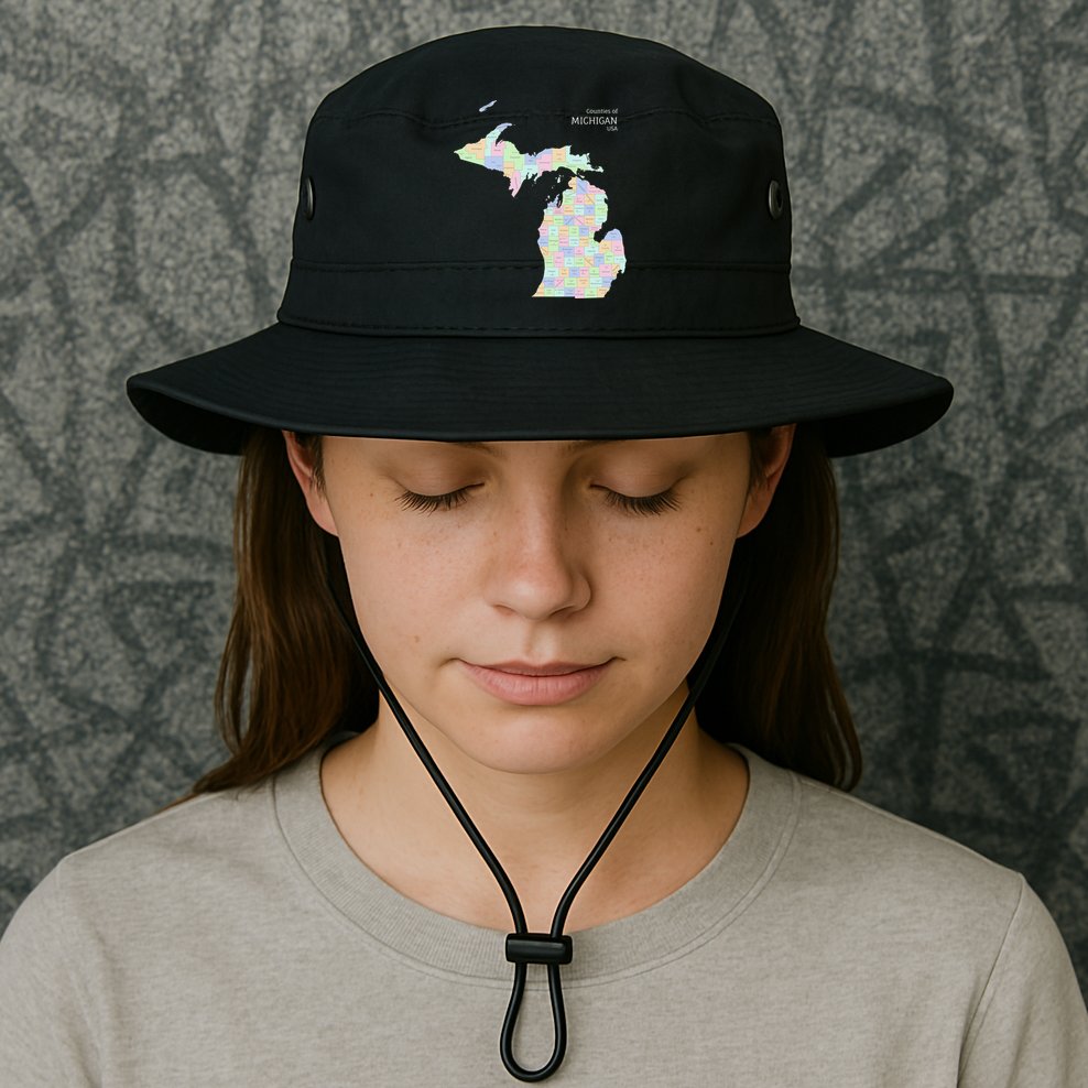 Counties Of Michigan Illustration Map Bucket Hat