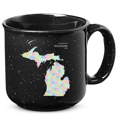 Counties Of Michigan Illustration Map 15oz Campfire Ceramic Mug