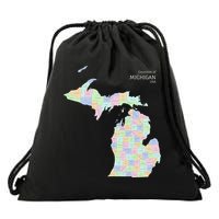 Counties Of Michigan Illustration Map Drawstring Bag