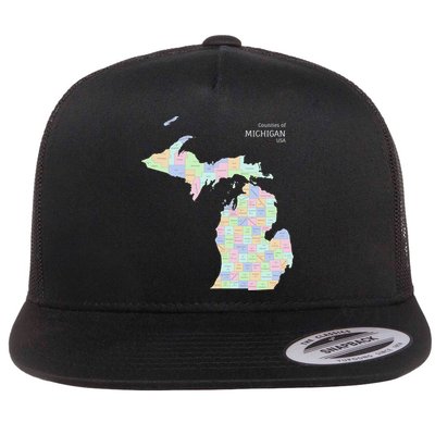 Counties Of Michigan Illustration Map Flatbill Hat
