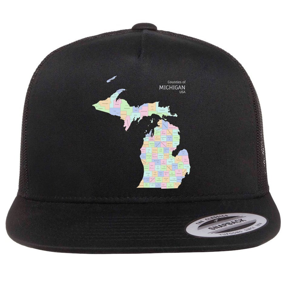 Counties Of Michigan Illustration Map Flat Bill Trucker Hat