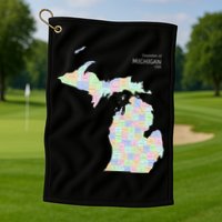 Counties Of Michigan Illustration Map Golf Towel