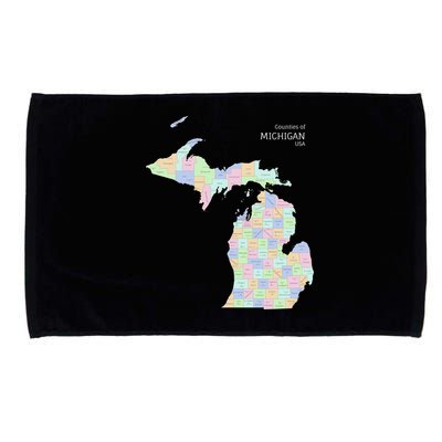 Counties Of Michigan Illustration Map Microfiber Hand Towel