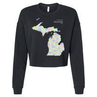 Counties Of Michigan Illustration Map Cropped Pullover Crew
