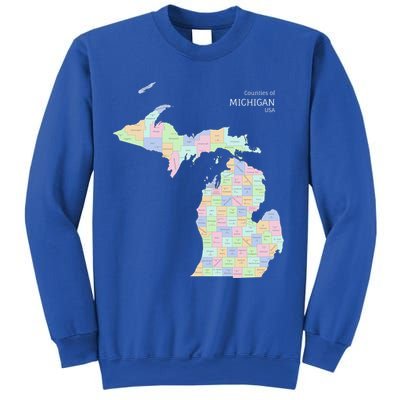 Counties Of Michigan Illustration Map Sweatshirt