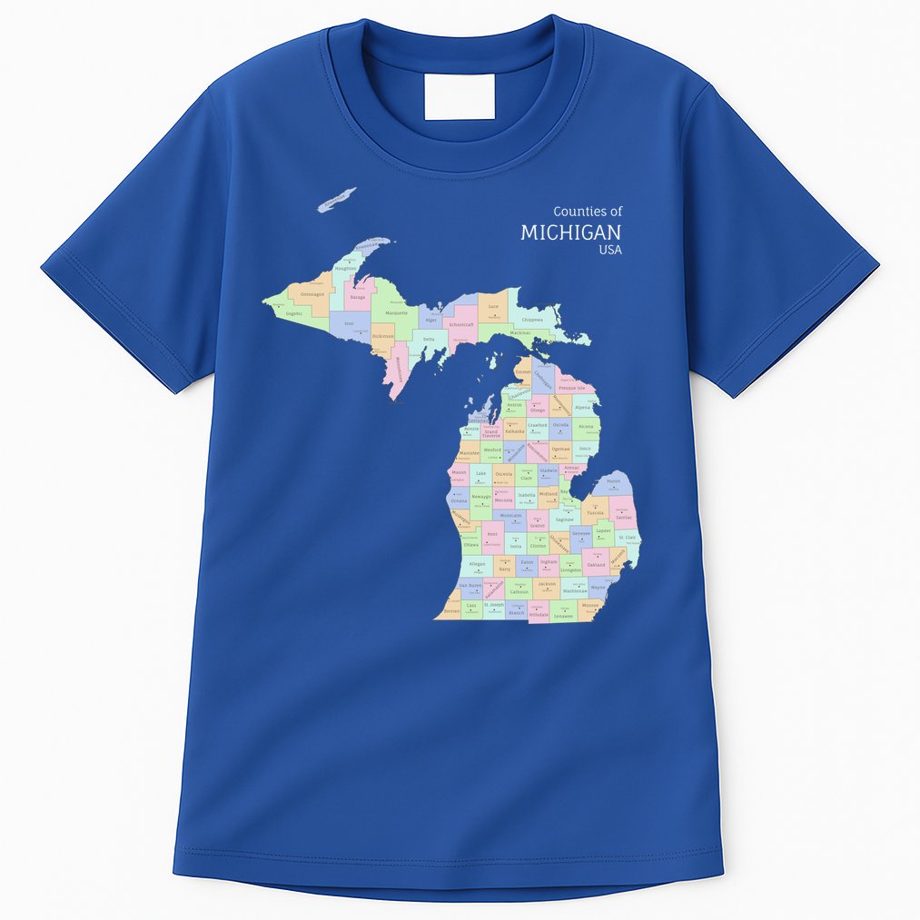 Counties Of Michigan Illustration Map Tall T-Shirt