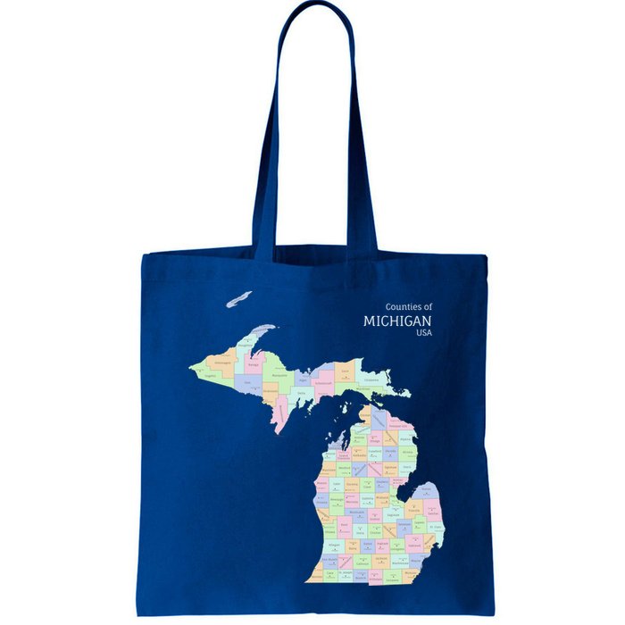 Counties Of Michigan Illustration Map Bag