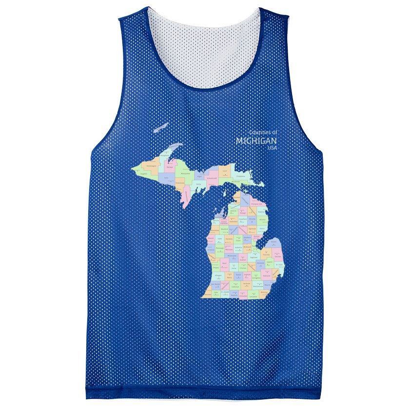 Counties Of Michigan Illustration Map Mesh Reversible Basketball Jersey Tank