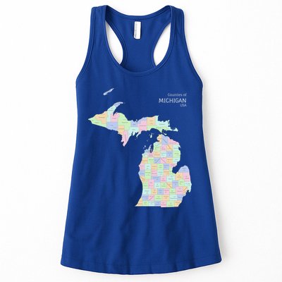 Counties Of Michigan Illustration Map Womens Tank Top