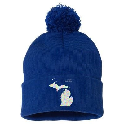 Counties Of Michigan Illustration Map Pom Pom 12in Knit Beanie