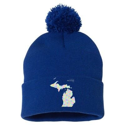 Counties Of Michigan Illustration Map Pom Pom 12in Knit Beanie