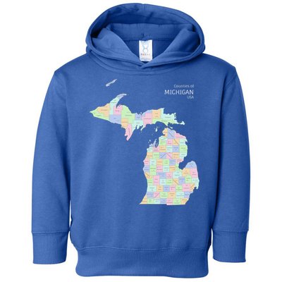 Counties Of Michigan Illustration Map Toddler Hoodie