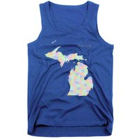 Counties Of Michigan Illustration Map Tank Top