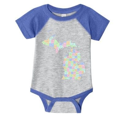 Counties Of Michigan Illustration Map Infant Baby Jersey Bodysuit