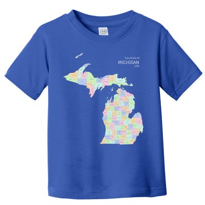Counties Of Michigan Illustration Map Toddler T-Shirt