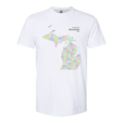 Counties Of Michigan Illustration Map Softstyle® CVC T-Shirt